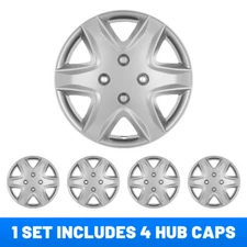 14" Set of 4 Silver Wheel Covers Snap On Full Hub Caps fit R14 Tire & Steel Rim