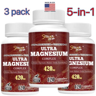  Yellow Pine 5-in-1 Ultra Magnesium Complex Plus Vitamin B6 ,3 Pack