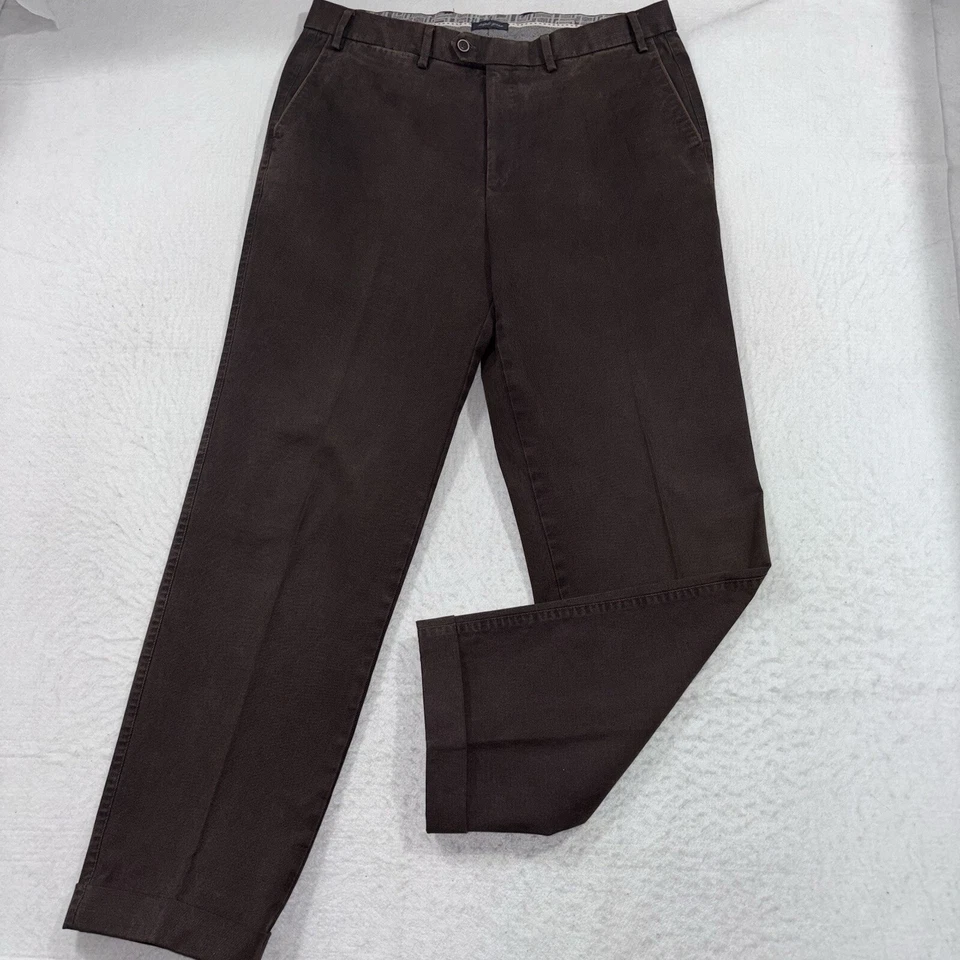 Hiltl Ultimate Trousers Pants Brown Triple Yarn ZE500 Stretch Mens Size 36 x 32 - Image 2 of 4