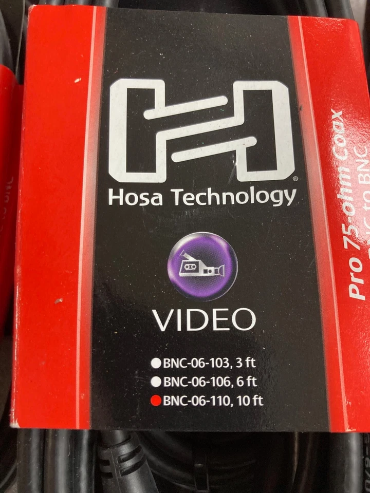 Lote de 10 cables coaxiales Hosa Pro BNC-06-110 10 pies BNC a BNC (10951) Foto 2 de 4