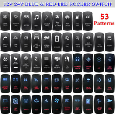 Auto Boot Wippschalter Einbauschalter Wippenschalter LED Blau & Rot Licht 12/24V