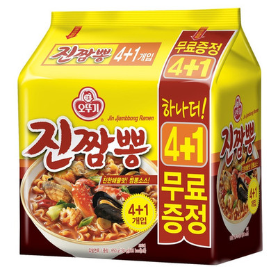Korean Jin Jjambbong Ramen Hot Spicy Chinese Seafood Noodle 130g X 5EA