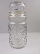 Planters Peanuts Jar Collectible Vintage 1984 Glass Jar  Diamond Pattern