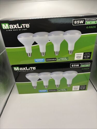 12 BULBS MAXLITE LED DIMMABLE RECESSED DAYLIGHT 5000K 8W 65W BR30 650 LUMENS NEW - Picture 2 of 4