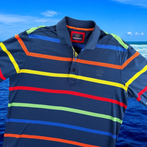Paul & Shark Polo Shirt Mens Large Competition Yachting Sailing Beach Dad Stripe