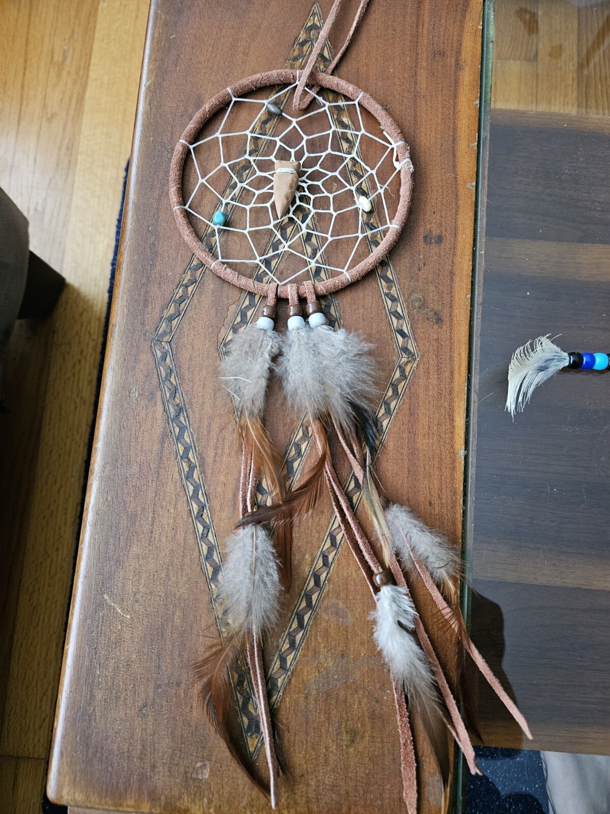 Lot Of 3 Vintage Native American Dreamcatchers Real Feathers Hanging