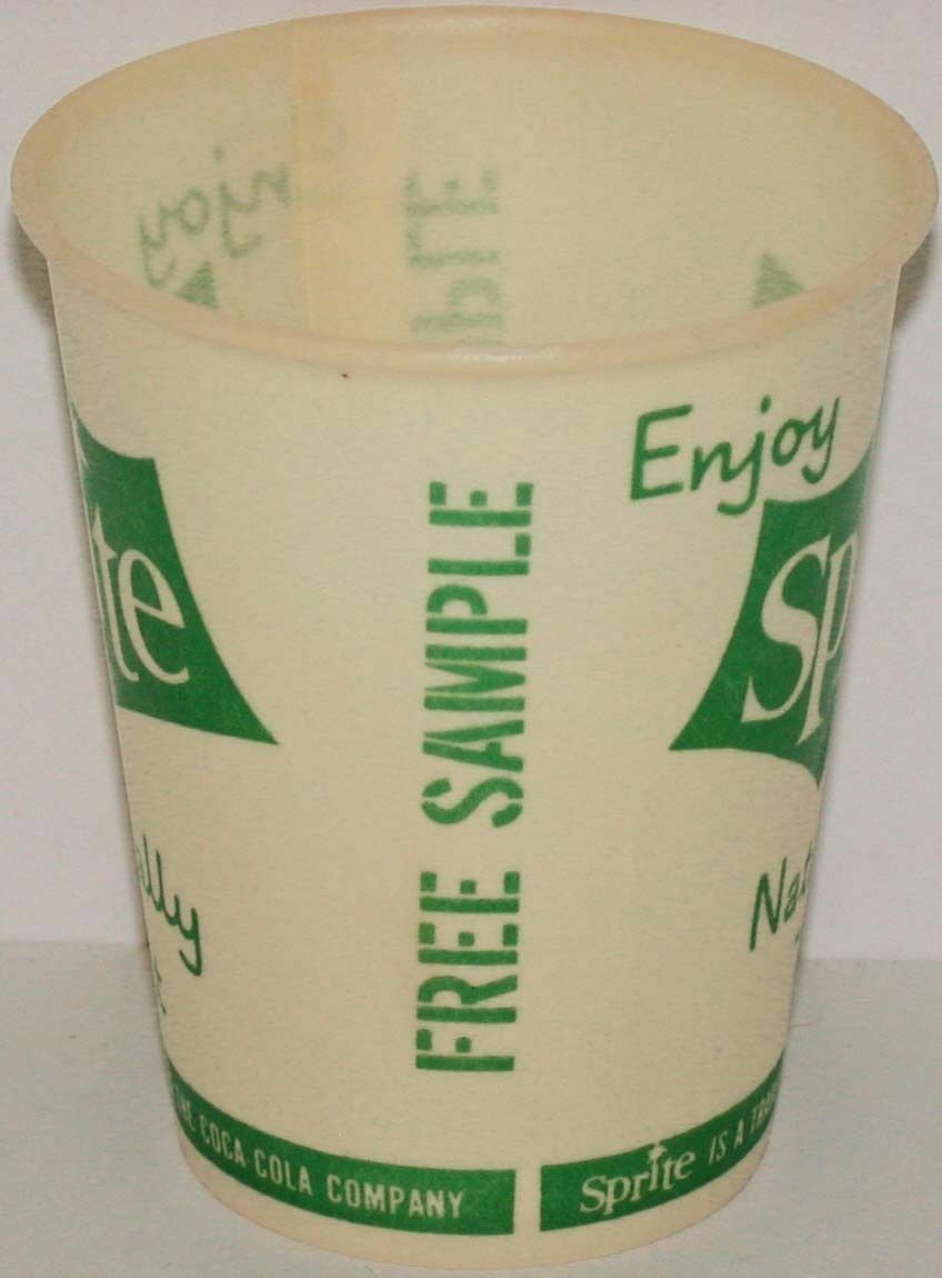 Vintage paper cup ENJOY SPRITE Naturally Tart slogan Free