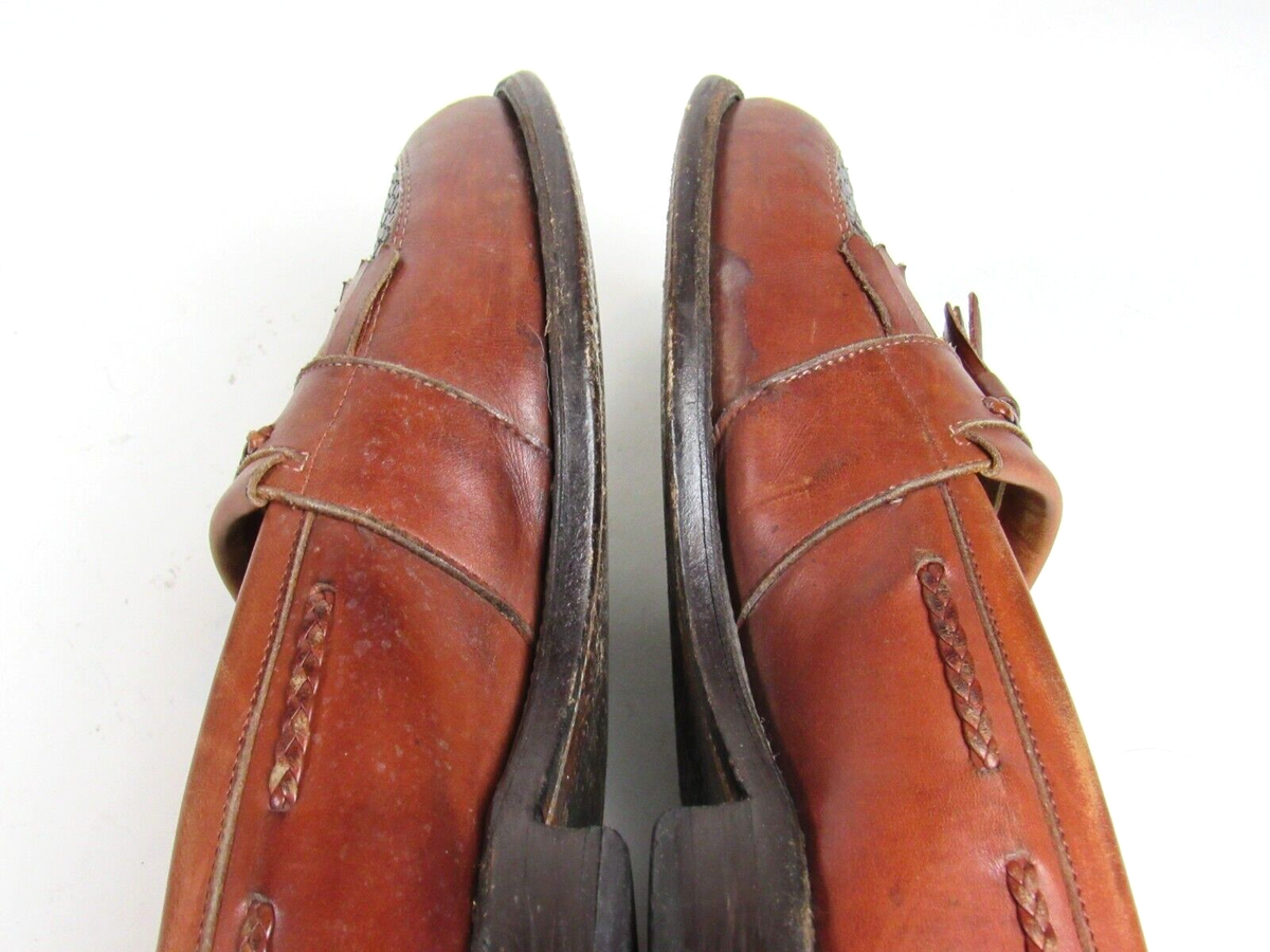 ALLEN EDMONDS Mens Preppy Kiltie Tassel Leather Loafers 9D Brown USA MADE Allen Edmonds Brown Leather Kiltie Tassel Loafers Dress  main image 3