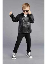 Chasing Fireflies Boys 50's Greaser Cruisin Jacket Black Pleather Size 4/6