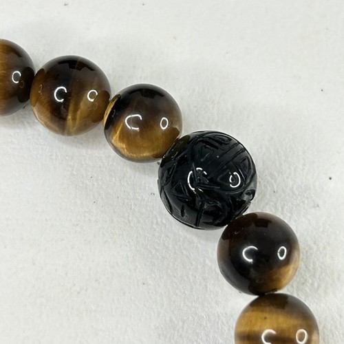 Thomas Sabo Bracelet Tigers Eye Obsidian Stone Stretch 925 Charm Box - Picture 4 of 15