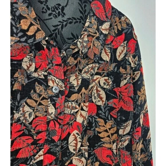 Chaqueta Reversible Analogía Talla Grande 2X Tapiz Bordado Floral Chaqueta Brocado Foto 3 de 4
