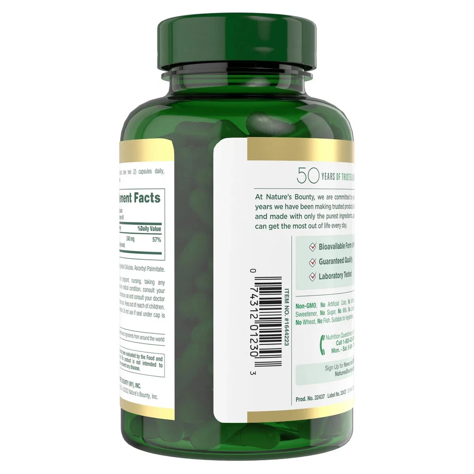 Nature's Bounty Glicinato de Magnesio Alta Absorción 240 mg, 180 Cápsulas Foto 3 de 4