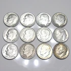 12 Roosevelt Dimes 90% Silver United States 10 Cent Coins