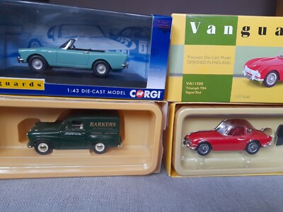 3 x CORGI AVANTGUARDS 1/43 AUTO MODELLE TRIUMPH TR4 SUNBEAM ALPINE AUSTIN A35 VAN