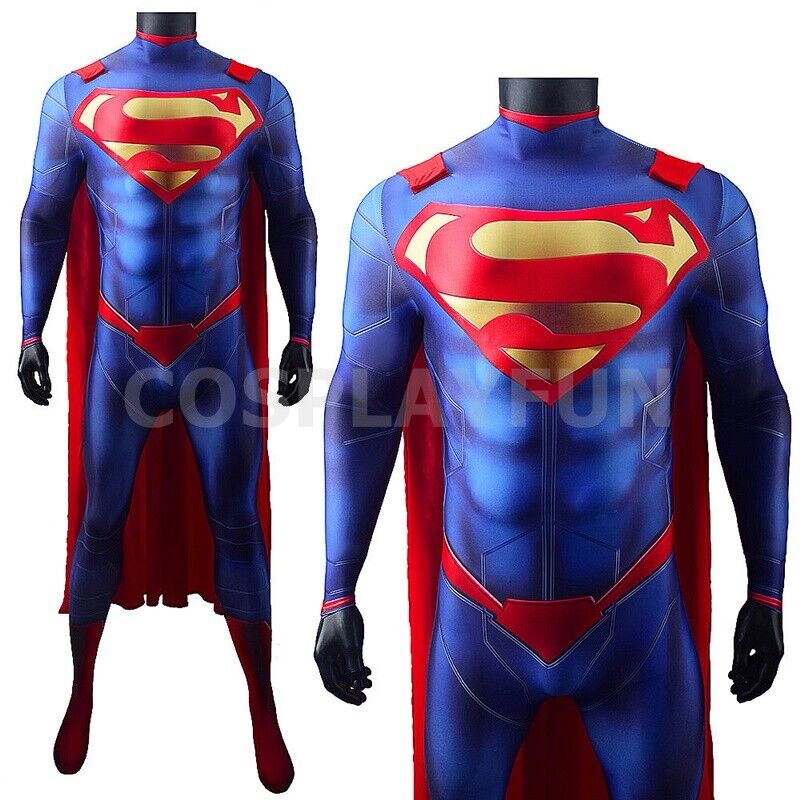 Man Of Steel Superman Clark Kent Battle Suit Halloween Cosplay Costume Blue  Bodysuit - Magic Wardrobes