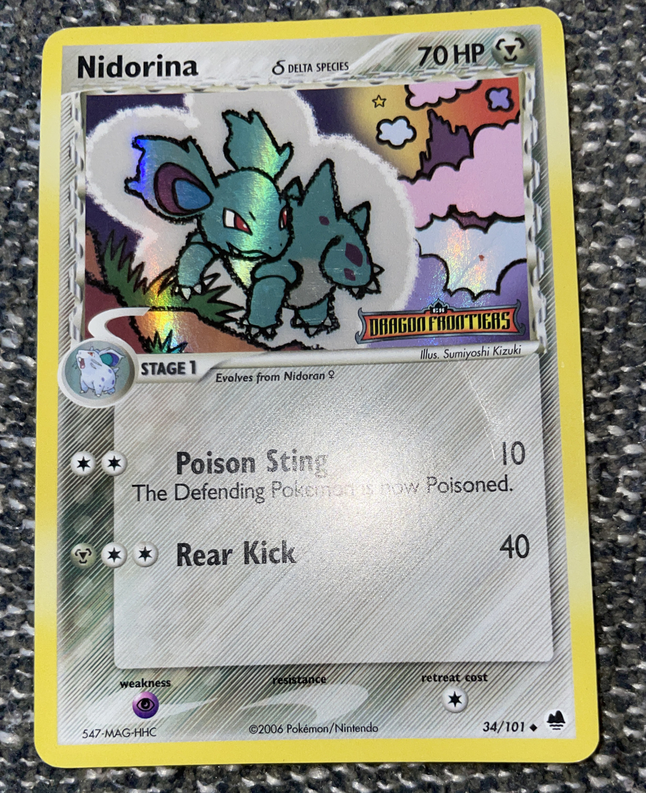 2006 Pokemon EX Dragon Frontiers Nidorina Reverse Foil Card #34