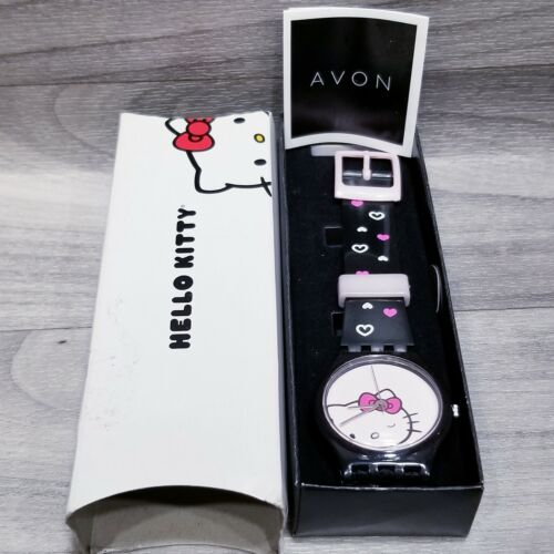 HELLO KITTY by Sanrio Watch with Black Band from Avon - Afbeelding 1 van 4