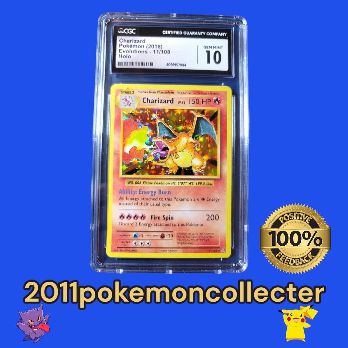 💎CGC 10 GEM MINT, CHARIZARD XY EVOLUTIONS HOLO RARE POKEMON CARD