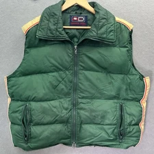 Vintage America Down Puffer Vest Quilted Side Stripes Men  XL Green Gorpcore 80s