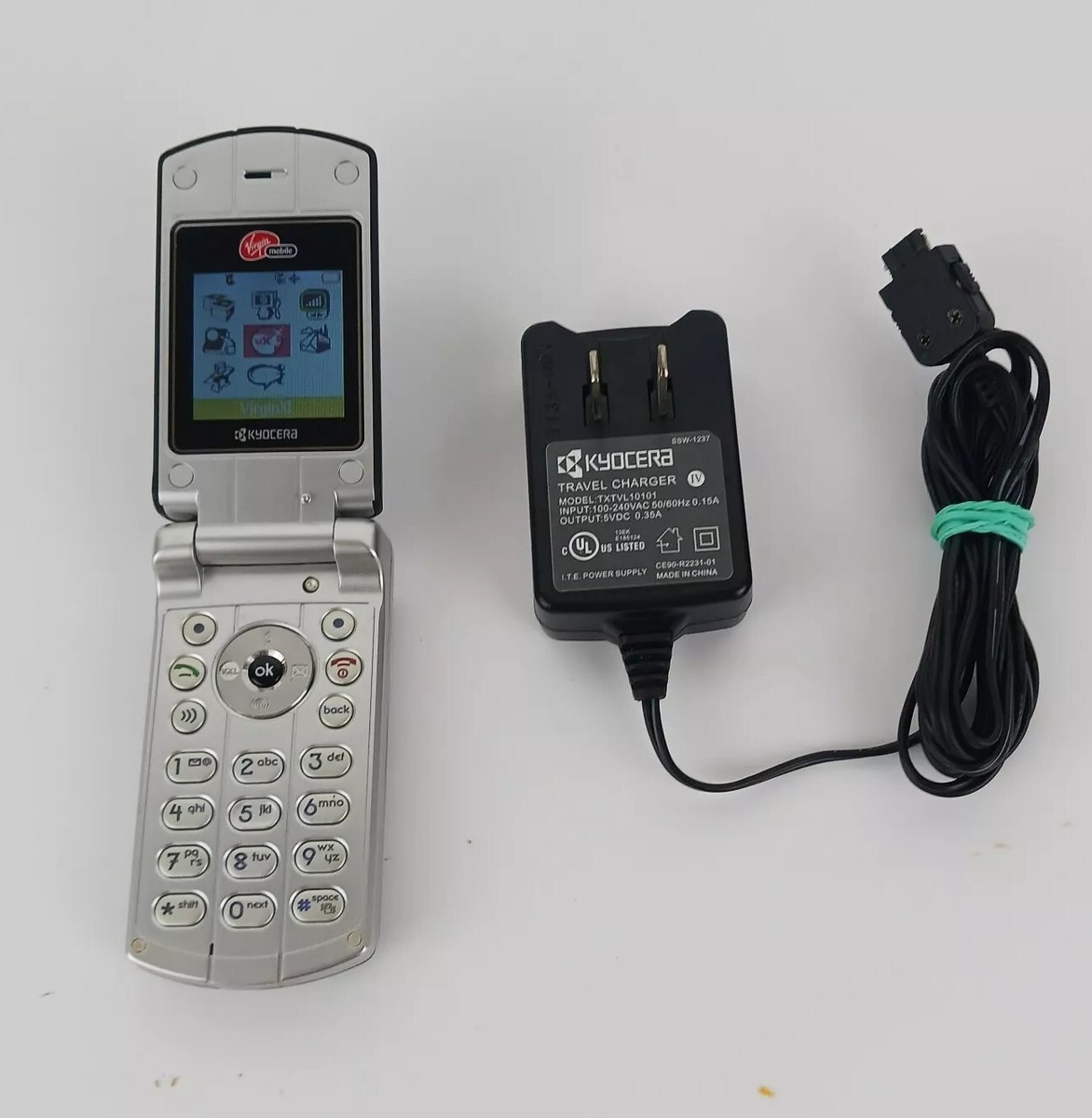 Kyocera Marbl Virgin Mobile Silver Keypad Touch Flip Cellphone