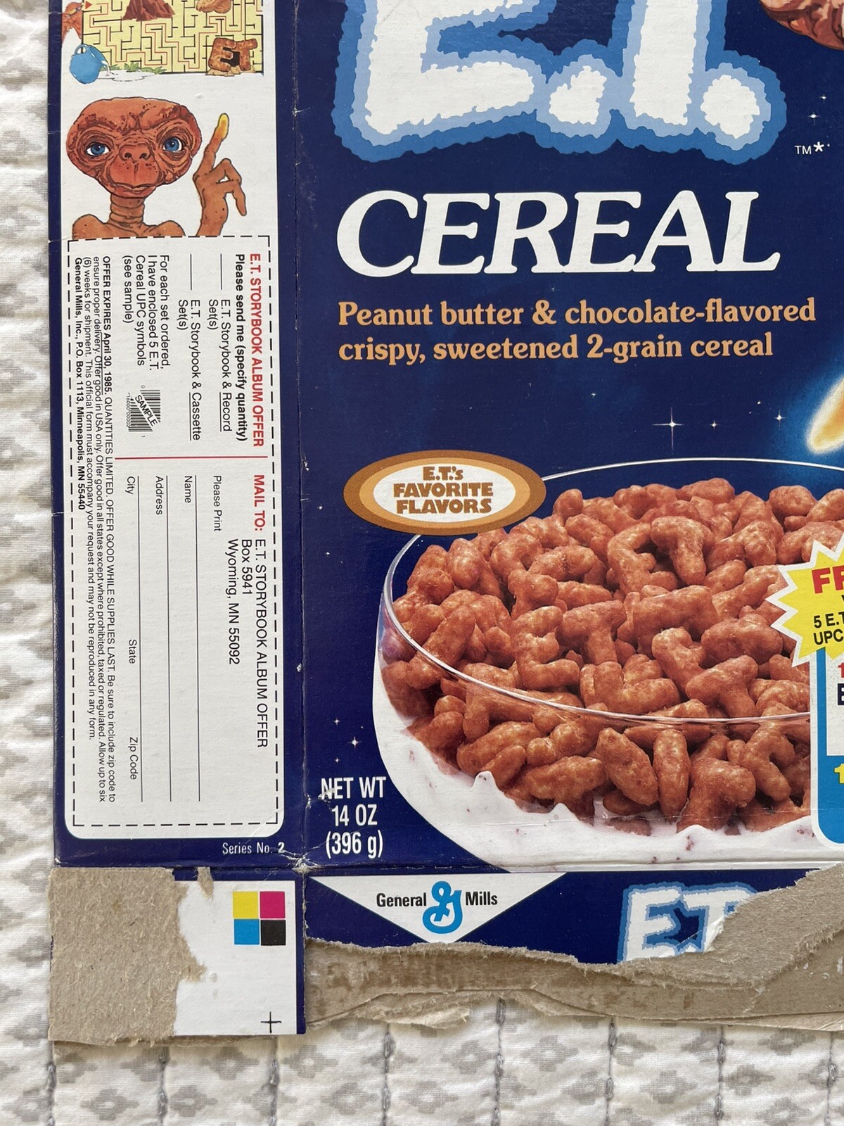 Vintage 1984 General Mills E.T. Empty Cereal Box W/Michael Jackson Series 2