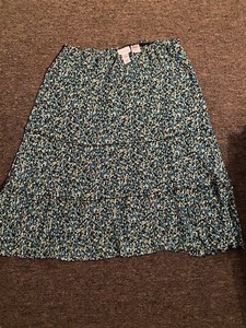 Alfred Dunner Skirt Womens 14 Green Floral Midi Elastic Waist Gently Used