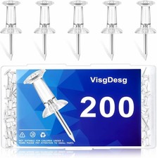 200 Pcs Push Pins Tacks, Thumb Tacks for Wall, Clear Plastic Head, Steel Point,