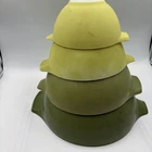 Pyrex Verde Green Cinderella Nesting Mixing Bowls Vintage Set Of 4 60’s-70’s