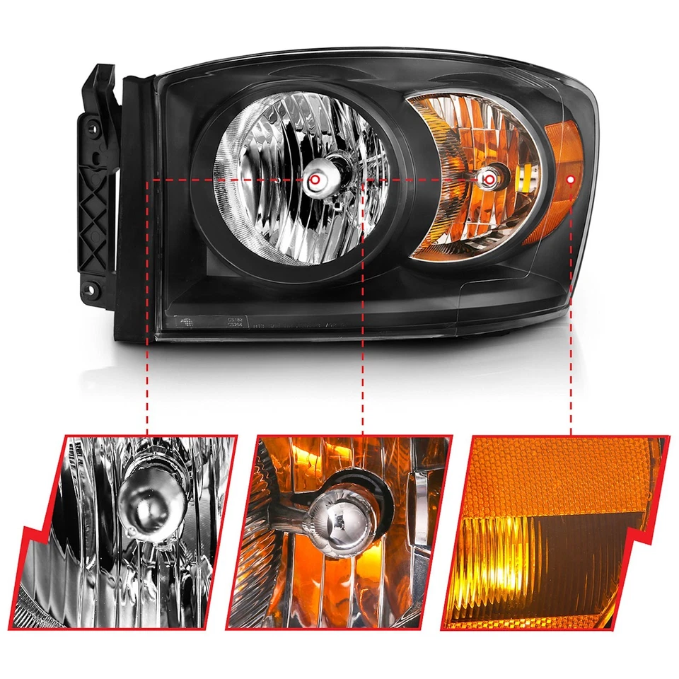 Anzo 111427 Headlights Driving Head lights Headlamps Set of 2 for Ram Truck Pair Foto 2 de 4