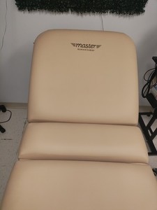 Master Massage Stationary Wood Massage Table, Beige Upholstered Treatment Table
