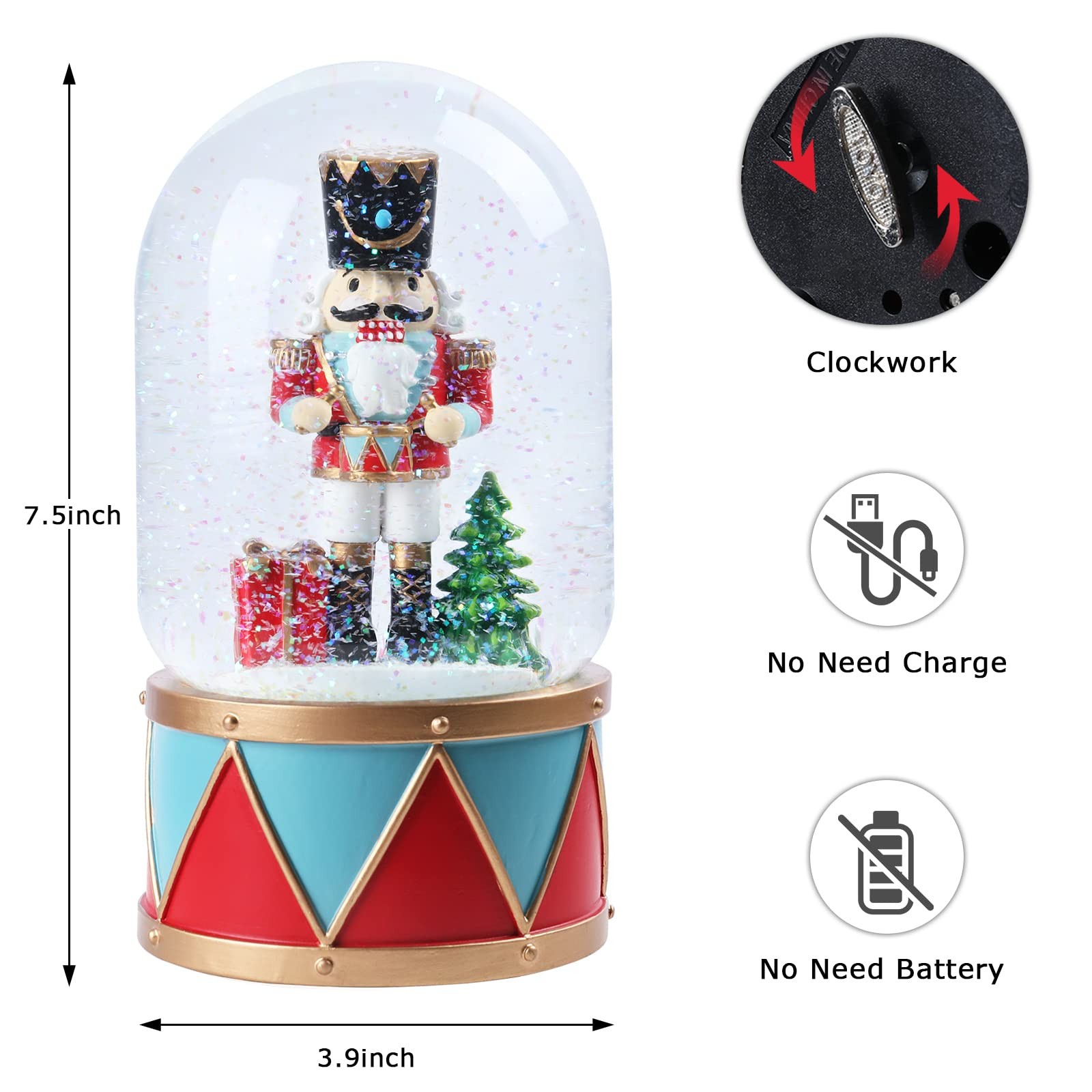 Christmas Snow Globes, Nutcracker Snow Globes with Music Lighted Swirling Gli...