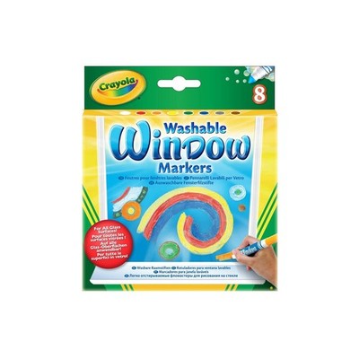 Fensterstifte 8 Farben Abwischbar für Glas und Spiegel, Crayola 8 Stifte Kinder