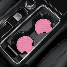 4 Pack Pink Car Cup Holder Coasters Non-Slip 2.75in Universal PVC Pads