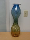 Blenko Art Glass 20" Vase Multi Color Swirl Hand Blown