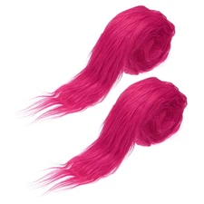 2 Pcs 59" x 2" Fluffy Plush Faux Fur Fabric Precut Strips, Rose Red