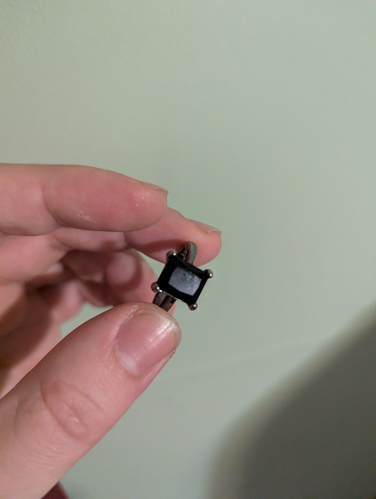 Small Black Rectangular Stud Black Ring - image 3