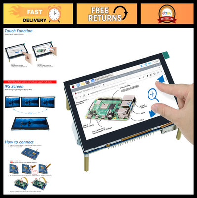 4.3'' Touchscreen Monitor for Raspberry Pi 5/4/3 B+, 800x480 IPS Display, 5-Point