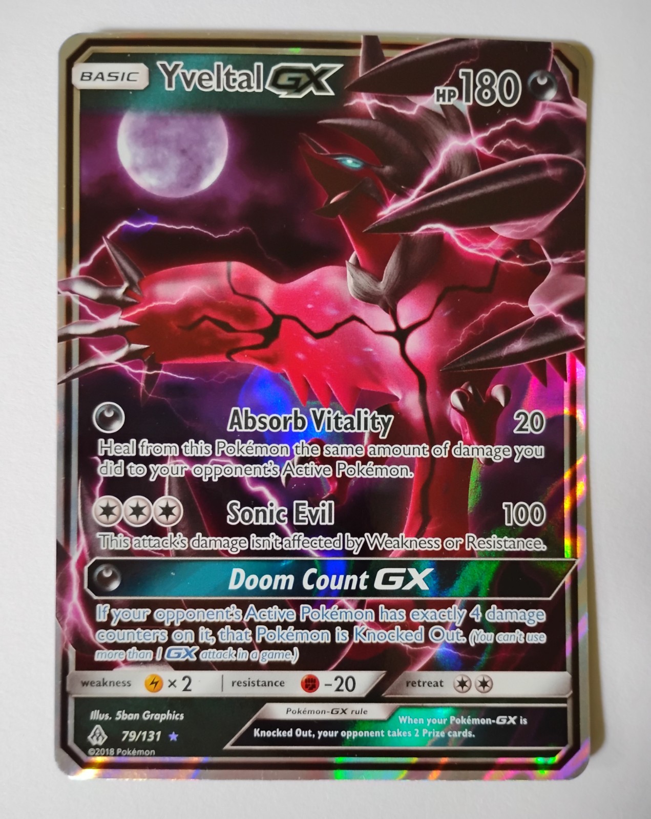 Yveltal GX 79/131 Sm-Forbidden Light Nm/M English Pokemon Card
