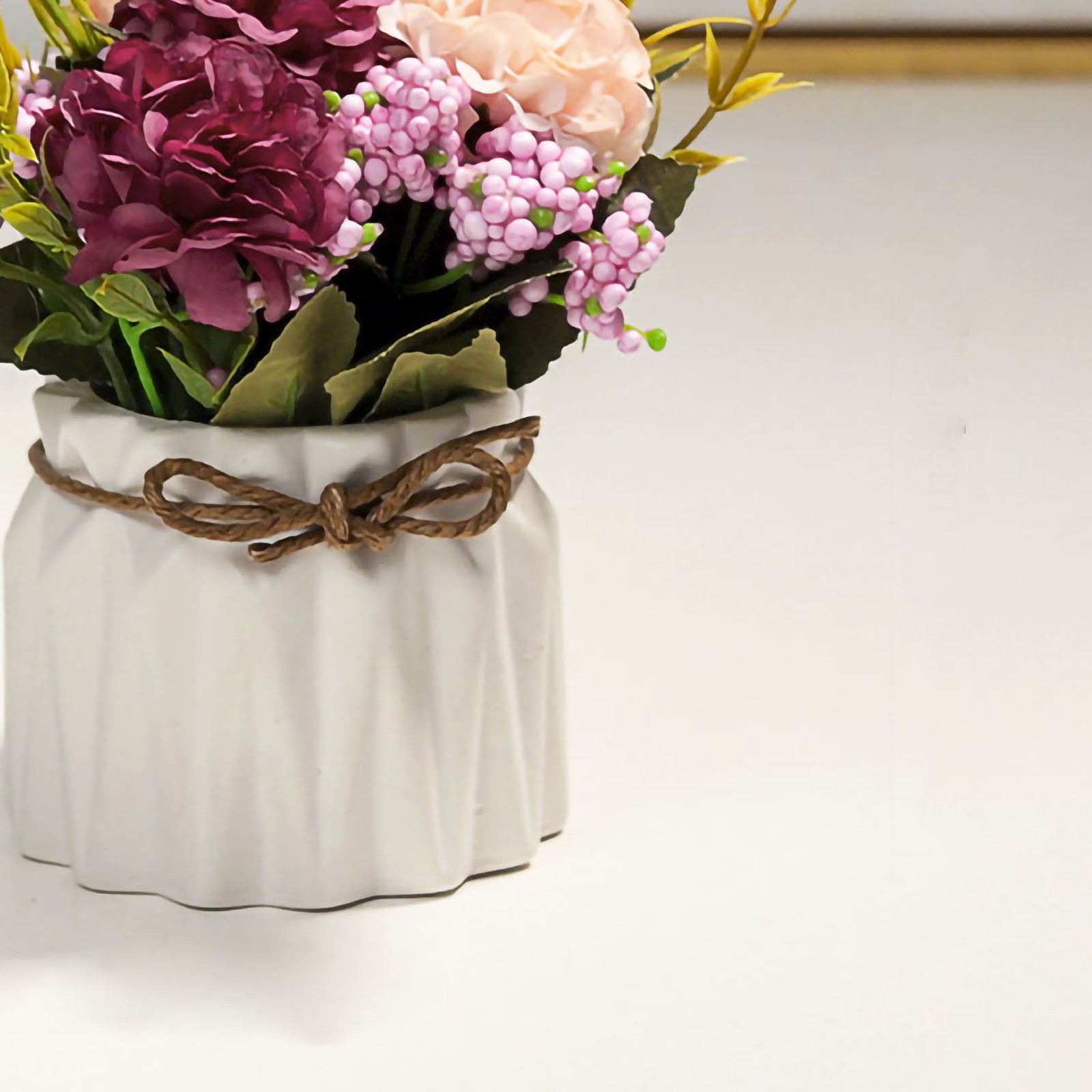 Artificial Fake Potted Flowers Bouquet Hydrangea With Vase For Dining Table