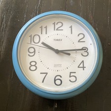 Vintage Timex Made In USA Wall Clock Light Blue Working