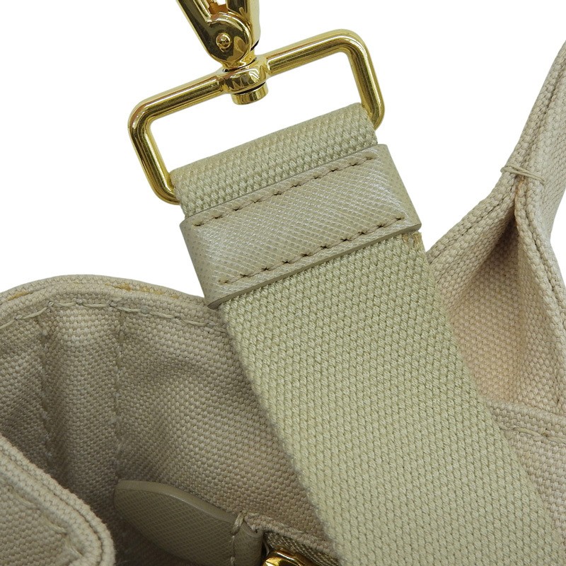 PRADA Canapa 2WAY Bag Handbag Shoulder Bag Canvas Beige 1BG439 Used  OB2766 from thumbnail 4