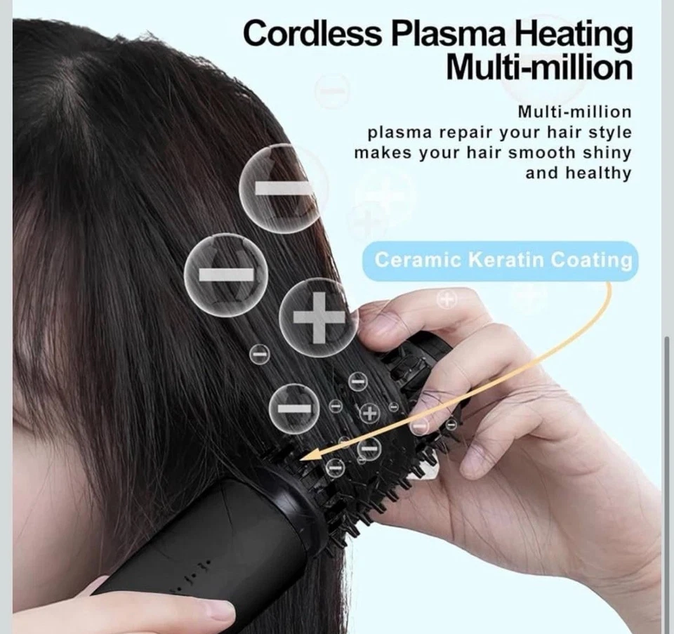 Plasma Hair Styling Brush Cordless Heated Curler and Straightener 40mm 4 Temp - Image 4 of 4