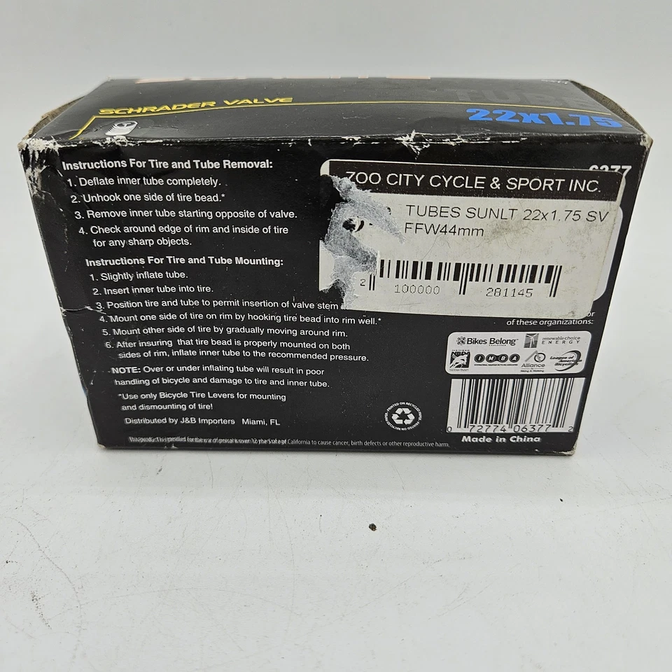 Lot 5x Sunlite Bicycle Inner Tube 22" x 1.75", Schrader Valve 32 mm, New - Image 3 of 3