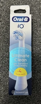 4 Pack Oral-B iO Ultimate Clean Replacement Toothbrush Heads WHITE Box Damaged