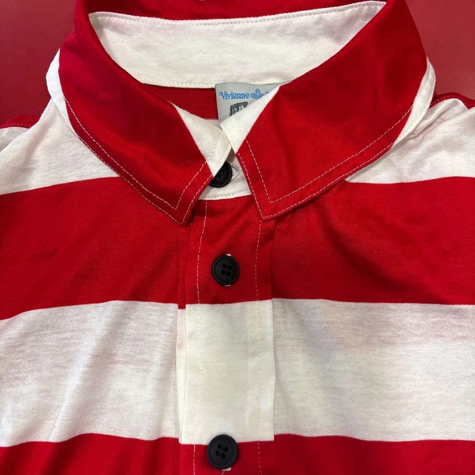 Camisa Vivienne Westwood Manga Larga Roja Blanca Rayas Informal Algodón Foto 2 de 4