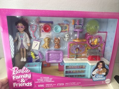 Barbie Chelsea Pet Vet Playset with Brunette Doll, 4 Pets & 18 Accessories NEW