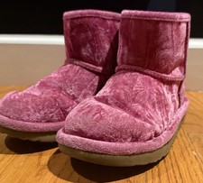 UGG Classic Mini II PINK Velvet Boot Girls Sz 1