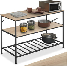 ® Scaffale Cucina Portaoggetti, 3 Livelli, Ripiano a Sbarre, Metallo e Legno, Sc