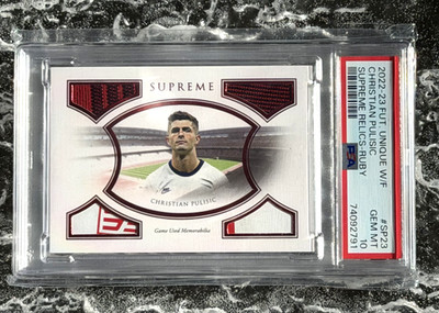 2023 Futera Unique Christian Pulisic Supreme Quad Game Worn Patch 1/4 PSA 10 GEM