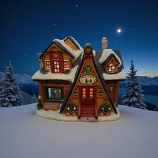 2017 St. Nicholas Square Ski Lodge Illuminated Hand-Painted Christmas Village